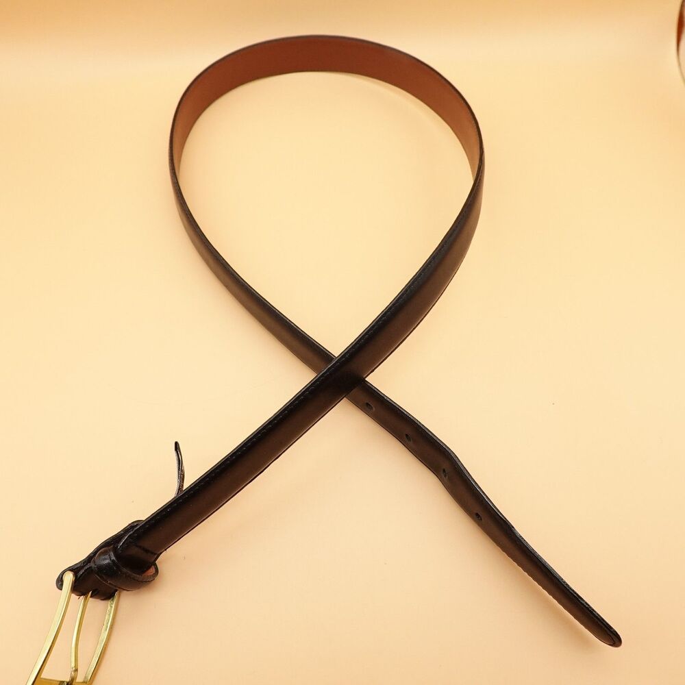 Brighton Belt Mens 38 Dress Leather Gold Buckle Black Made in USA